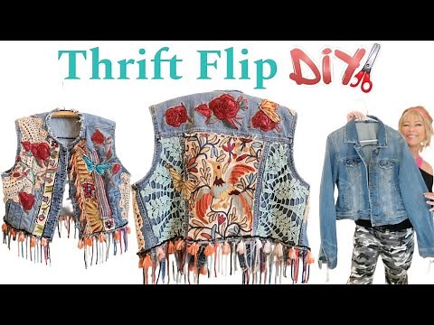 How To Turn Your Old Jean Jacket Into a Wearable Art Denim Vest