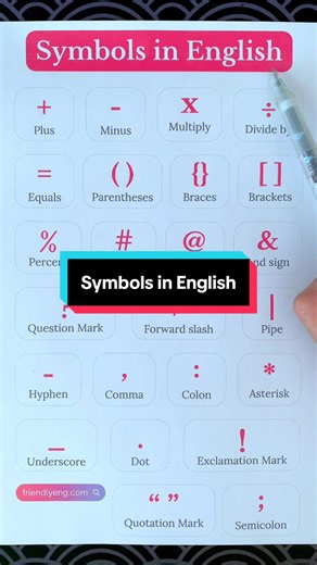Common Symbols in English: Names and Meanings