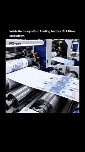The Explainer on Instagram: "The post features a 1:40-second TikTok video taking viewers inside Germany’s euro printing factory, showing the full process behind how European currency is produced. Originally shared on TikTok by via: borninfactory, the clip highlights advanced printing techniques, security features, precise color layering, and strict quality control used to prevent counterfeiting. The breakdown has already gained over 7.1 million views, attracting strong interest from viewers curi