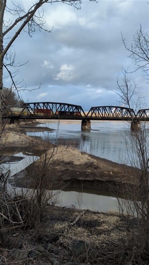Canadian National freight train crawls over the Fraser River