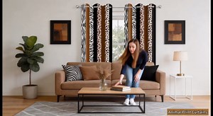 Animal Print Curtains Hot Pink Cheetah Zebra Giraffe Leopard Print Striped Blackout Curtain for Bedroom Living Room Grommet Window Drapes 2 Panels, 42x63 Inch