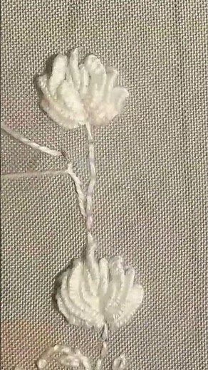 White Border Embroidery Flower Design Rose & Lazy Daisy SHORT