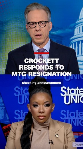 168K views · 6.7K reactions | Rep. Jasmine Crockett joins CNN's Jake Tapper to discuss Rep. Marjorie Taylor Greene's surprise announcement that she will resign from Congress in January. | CNN Politics | Facebook
