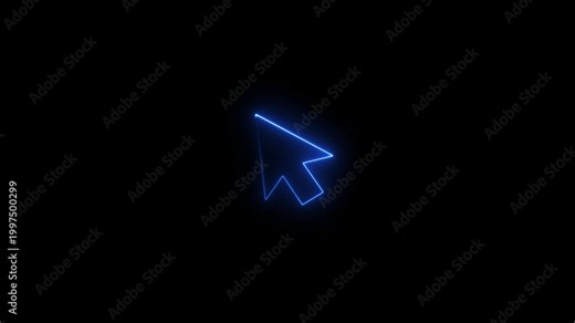 Glowing neon mouse cursor arrow icon animation.Arrow cursor icon for digital interface and web design elements.Mouse click, cursor symbol.