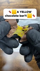 🍫🟨A YELLOW chocolate bar?!🟨🍫 #reels #viral #satisfying #asmr #explorepage #candies #funny | Poppin Candy