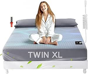 Grounding Sheets Twin XL, Pure Silver Organic Fitted Grounding Sheet for Improved Sleep and Pain Relief, 15Inch Deep Pocket Grounded Fitted Bed Sheets (Twin XL - 39"x 80"x 15" Grey)