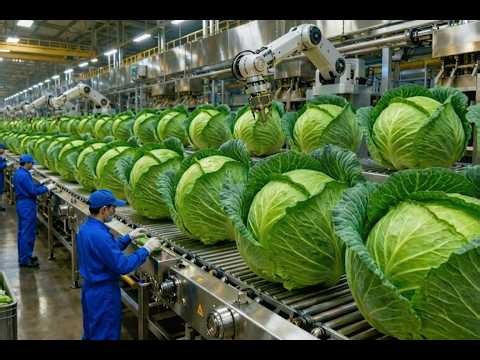 Inside a Modern Cabbage Factory — How Raw Cabbage Becomes Fresh Ready To Eat Salad