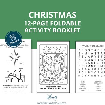 Christmas Activity Book for Kids | 12-Page Advent Birth of Jesus Printable