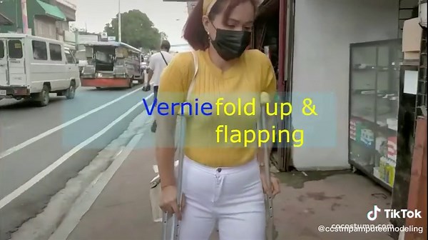 Amputee Vernie Fold Up & Flapping Pants #amputee #modeling #fypシ #disable #onelegsurvivor #crutching #pwd #cocostumpgirls