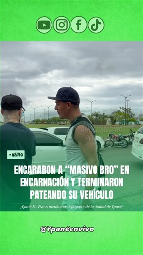 Angel Medina Periodista on Instagram: "#viral | Encararon a “Masivo Bro” en Encarnación y terminaron pateando su vehículo 😬👀 🟢Masivo Bro fue increpado en pleno almuerzo en un restaurante de la ciudad de Encarnación, cuando un hombre se acercó a Francesco Canatta, y lo encaró directamente por un video publicado meses atrás, que había generado fuerte polémica por un caso relacionado con un joven con autismo. 🟢Según el relato, la persona le reclamó por aquellas expresiones y le dijo: “Ahora ten