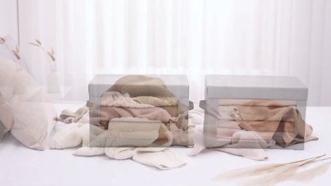 Storage Boxes with Lids - 5 Pack Foldable Clear Window Storage Bins, Large Decorative Storage Bins with Handles, Storage Containers for Clothes, Towel, Blanket, Sheet, Black