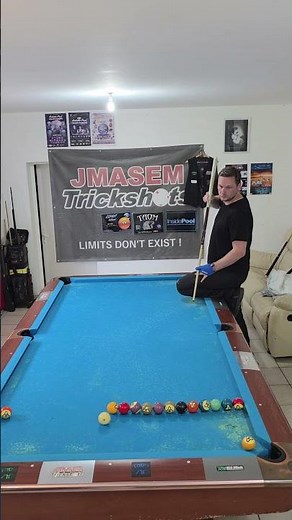 Impossible mass shot billiard trick shot artistic
