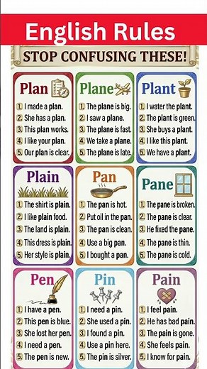 Master These 9 Confusing English Words | Plan vs. Plane vs. Pain | ESL Grammar Guide #esl #english
