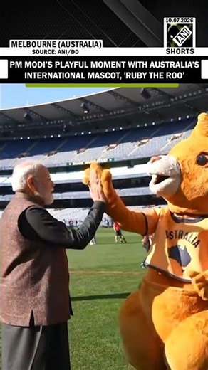 WATCH: PM Modi’s playful moment with Australia’s international mascot, 'Ruby The Roo’ at MCG