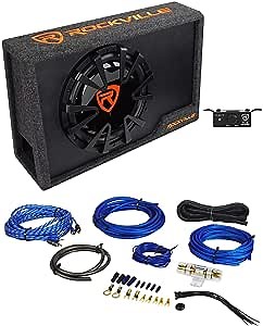 Rockville RVE12CA 12" 1400w Slim Vented Powered Car Subwoofer Sub Enclosure+Kit