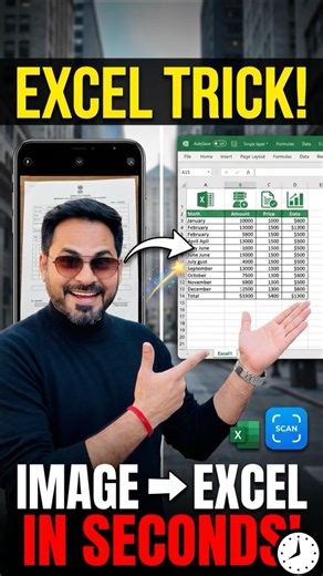 Image se Excel Sheet 😳 No Typing Needed! | Excel Trick #exceltips #techguruapoorv