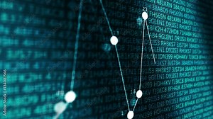 Computerized math graph with decimal points growing in digital environment