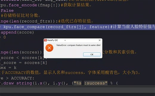 ValueError: compare feature must in same dim!