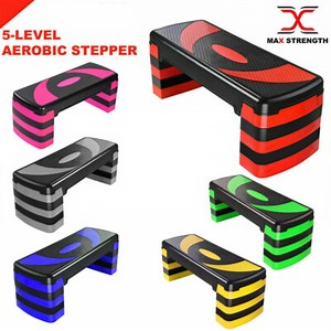 MAXSTRENGTH Aerobic Stepper Adjustable Step Platform 3/5 Level Risers Home Gym  | eBay UK
