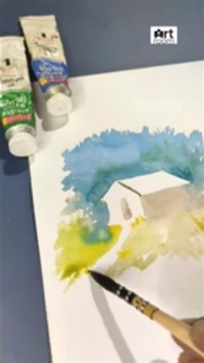 Easy watercolour painting for beginners #watercolor #landscapepainting #shorts #shortsfeed #art