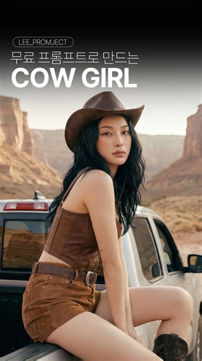 Leezy 리지 on Instagram: "오늘은 🤠✨ 카우걸 감성 사진 프롬프트 들고 왔어! 나 캐년 다녀오긴 했는데 지역 특성상 카우걸 옷을 못 입어서 너무 아쉬웠거든… 🥲 근데 이제는! 사진 하나로 캐년 차박 감성까지 뚝딱 만들어주는 프롬프트야 ㅋㅋㅋ 🚙🌄 너도 미국 서부여행 감성 사진 갖고 싶다면 🇺🇸📸 지금 바로 팔로우하고 💬 댓글에 ‘카우걸’ 이라고 남겨주면 👉 프롬프트 바로 보내줄게! 💌 . #카우걸 #그랜드캐니언 #제미나이 #프롬프트"