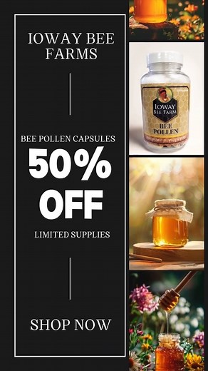 Bee-lieve it! 🐝 Our Bee Pollen Capsules are 50% OFF. Buzz over to iowaybeefarm.com | Iowa Tribe of Kansas and Nebraska