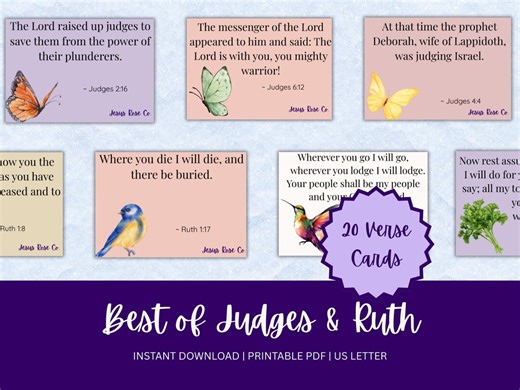 Catholic Bible Verse Cards | Judges & Ruth Scripture Cards | Catholic Scripture for Prayer, Reflection and Memorization - Etsy