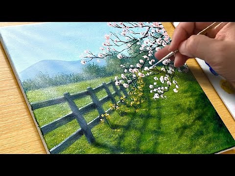 Easy Way to Paint a Spring Scene / Acrylic Painting for Beginners