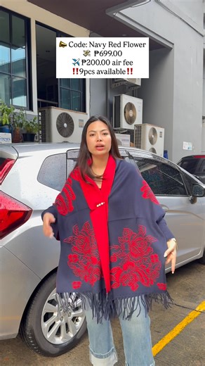 PONCHO NEW PRINT 💕💖 📣 Code: Navy Red Flower 💸 ₱699.00 ✈️ ₱200.00 air fee ‼️9pcs available‼️ | Bestida de Bangkok (By Dyna)