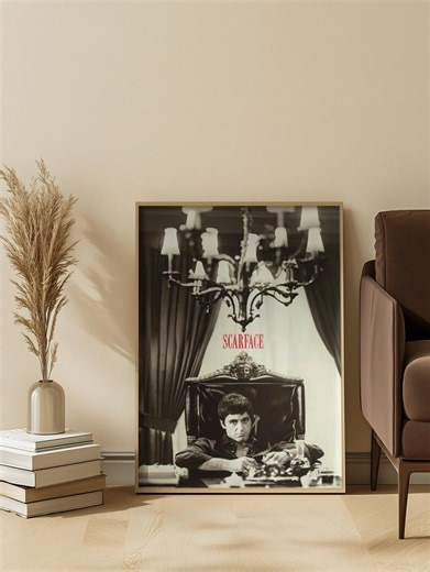 Scarface Crime Boss Poster, Vintage Gangster Movie Wall Art, Black and White Mob Aesthetic Print - Etsy