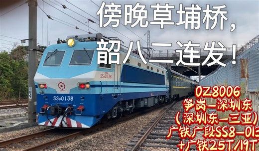 【广深线拍车】韶八闪灯啦！广铁广段SS8-0138和0149分别牵引0Z8006和0K1232通过草埔！