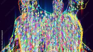 looped 3d animation transformation of consciousness in group meditation