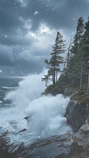 Storm Dusk Ambience 🌊 Forest, Waves and Cold Calm