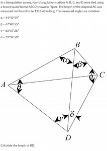 QuestionIn a triangulation survey, four triangulation stations... | Filo