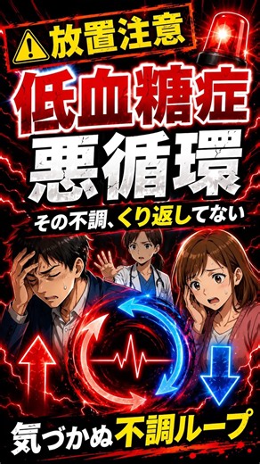 【食後のイライラや疲れの原因？低血糖症と悪循環のメカニズム】○