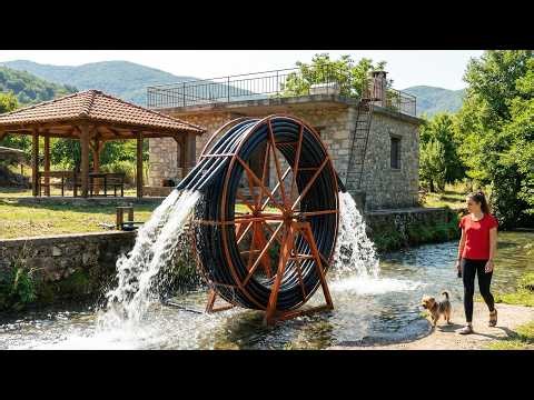 Talented Woman Spent 199 Days Building Giant Water Wheel to Supply Water to Stone House & Farm