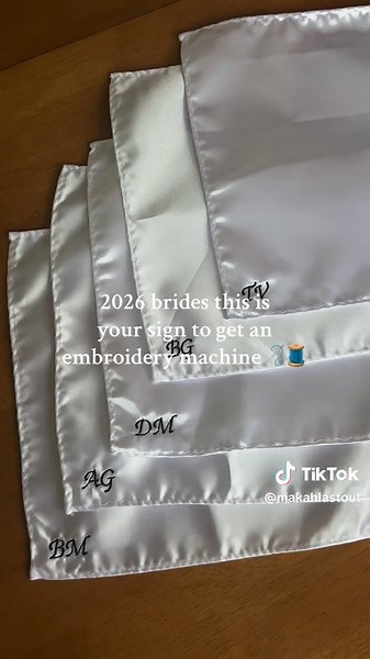 this is your sign to get the embroidery machine!! #2026bride #machineembroidery #weddingdetails #embroidery #weddingdiy