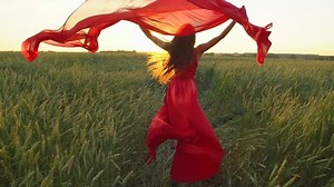 Happy Young Beautiful Woman Red Dress Stock Footage Video (100% Royalty-free) 1054962488 | Shutterstock