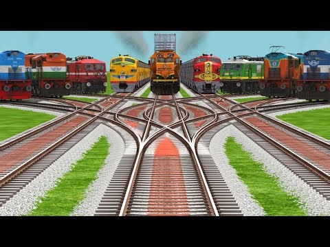 Nine Trains Crossing At Bumpy Railroad Tracks l high graphics train videos | train Simulator classic
