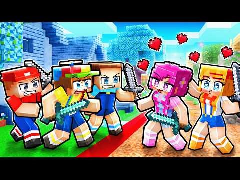 The Boys SPLIT the VILLAGE IN HALF in Minecraft!
