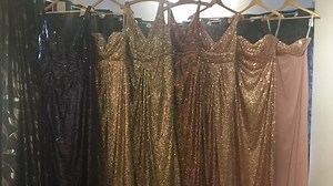 1.1K views · 20 reactions | Glitter and shine in these gorgeous dresses from Alfred Angelo. Choose from beautiful metallics like bronze, silver, gold, and rose gold, or try a more subtle black or navy. Perfect for bridesmaids and other formal events! Samples now available in plus size and save 30% when you buy off the rack! | Karma Bridal & Formal | Facebook