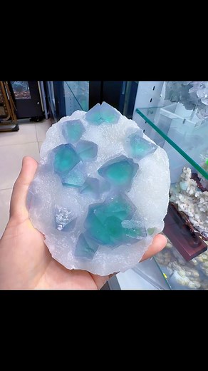 Very gorgeous so beautiful big size cube fluorite specimen with clear quartz | Rock's Rock Store