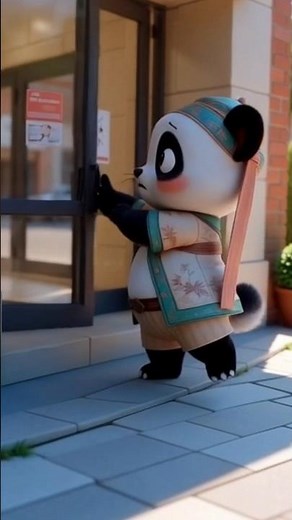Pando vs The Automatic Door 😂🐼 #music #ai #cute #panda #entertainment #funny #funforkids