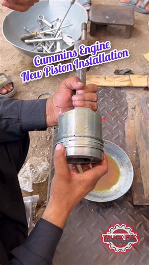 Cummins Engine New Piston Installation | Complete Rebuild Process #engine #mechanic #shorts #pistons