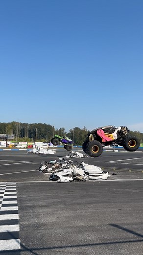 32 reactions | Identity Theft takes the win in Monster Truck Racing, defeating Rockstar by milliseconds! | Evergreen Speedway | Facebook