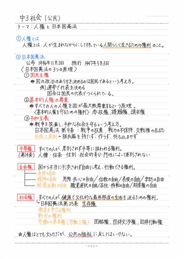 中3社会（公民）の自学です。リクエストありがとうございます😊受験生の皆さん応援しています！#勉強 #自学 #自由ノート #社会 #公民