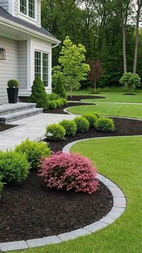 Vibrant Garden Design with Colorful Shrubs #landscape #landscaping #remodelingexperts #backyard