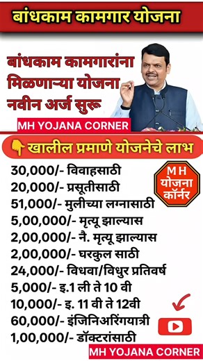बांधकाम कामगारांना मिळणाऱ्यायोजना 2025 |Bandhkam Kamgar Yojana2025#ytshorts #shorts #gk #government