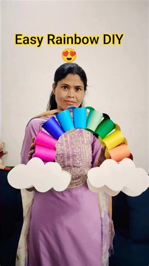 Cute Rainbow Wall Hanging 💖 | Paper Craft Idea | DIY Rainbow Decoration 🌈 | Reet DIY Ideas #shorts