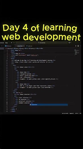 Day 4 of Web Development | Learning CSS Step by Step 💻🔥#webdevelopment #coding #memes #codingjourney